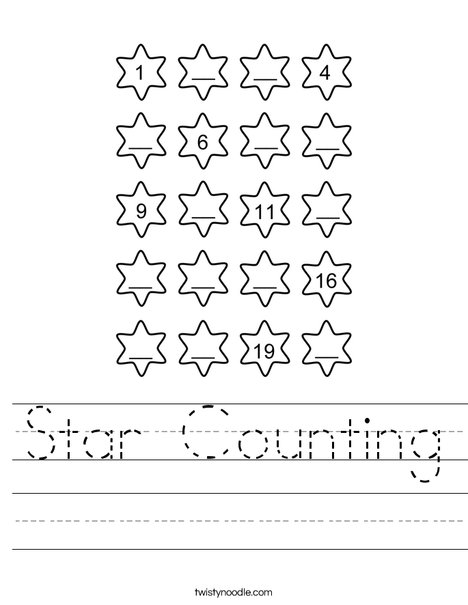 Star Counting Worksheet - Twisty Noodle