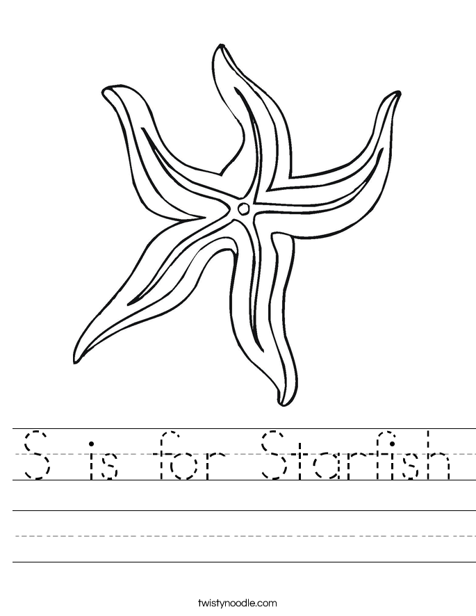 S is for Starfish Worksheet - Twisty Noodle