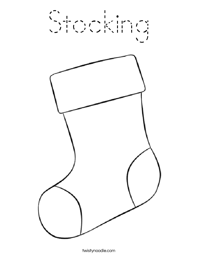 Stocking Coloring Page - Tracing - Twisty Noodle