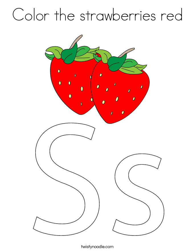 Color the strawberries red Coloring Page - Twisty Noodle