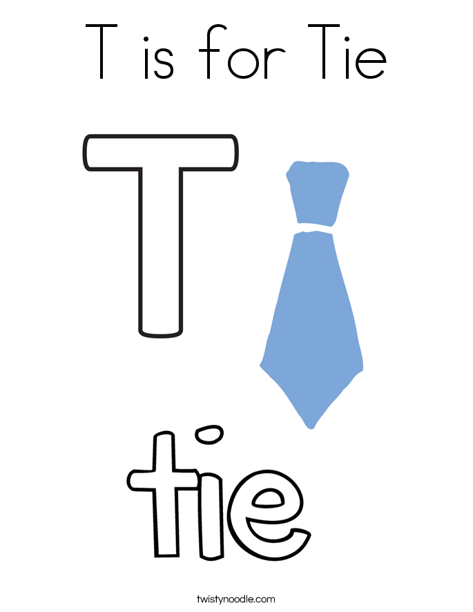 t is for tie coloring page