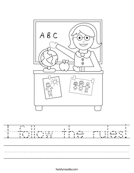 I follow the rules Worksheet - Twisty Noodle