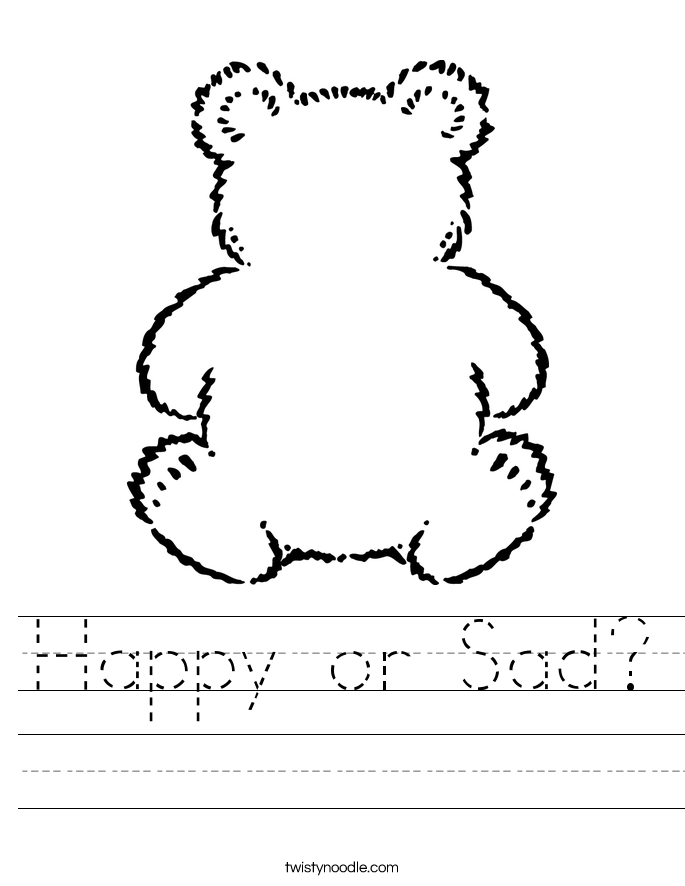 Holiday Coloring Pages Grizzly Bear Free Happy Sad Worksheet Twisty