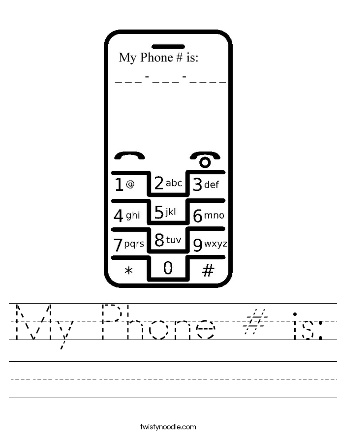 My Phone # is: Worksheet - Twisty Noodle