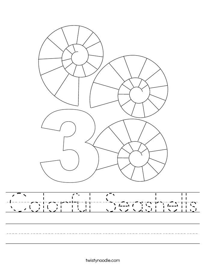 Colorful Seashells Worksheet - Twisty Noodle