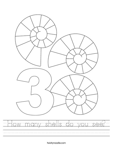 How many shells do you see Worksheet - Twisty Noodle