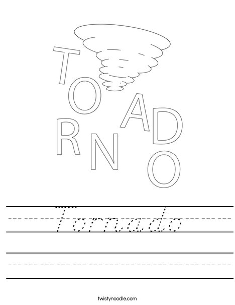 Tornado Worksheet - D'Nealian - Twisty Noodle