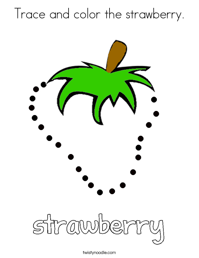 trace and color the strawberry coloring page