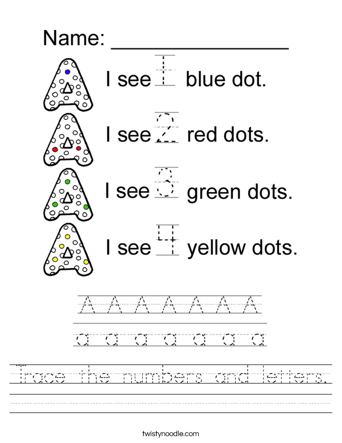Cut And Paste The Numbers Worksheet Twisty Noodle Trace The Numbers And Letters Handwriting Sheet