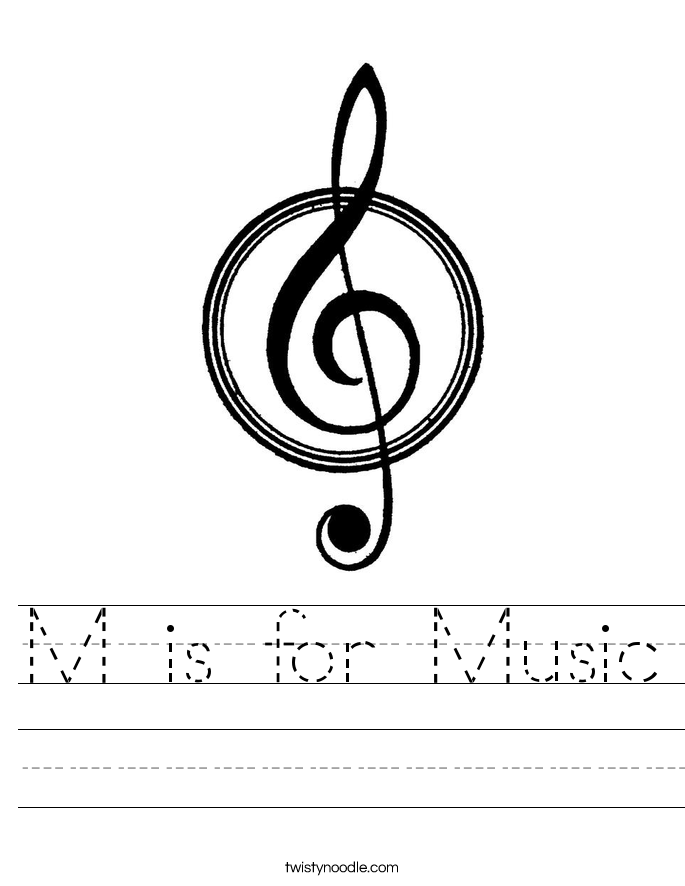 M is for Music Worksheet - Twisty Noodle