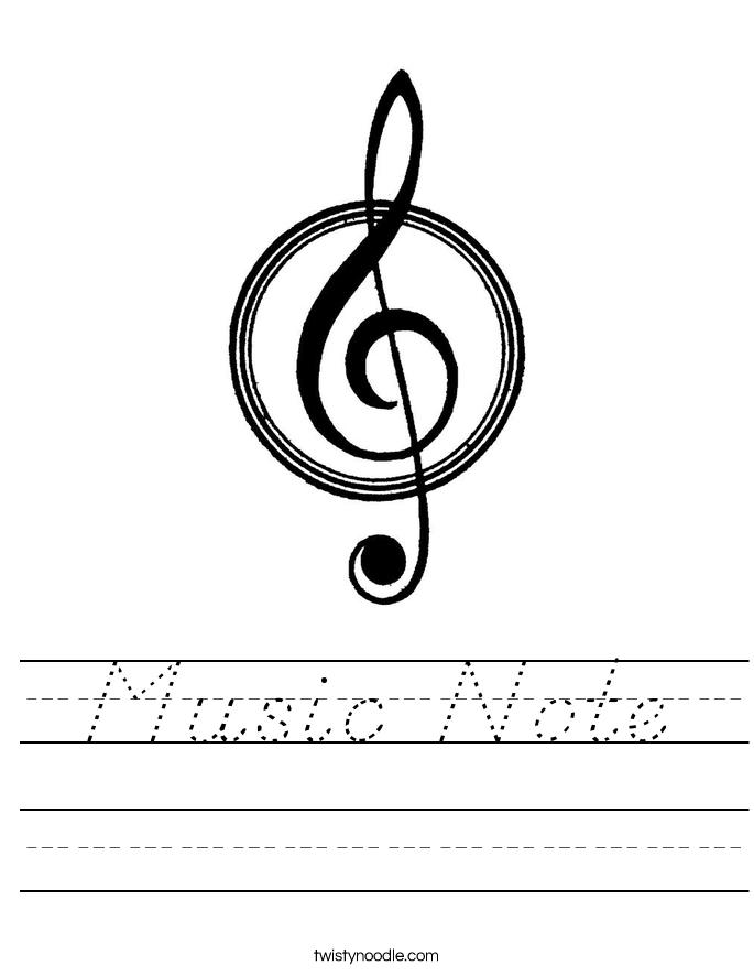 Music Note Worksheet - D'Nealian - Twisty Noodle
