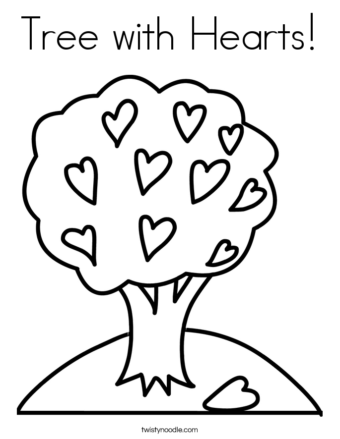 Tree with Hearts Coloring Page - Twisty Noodle