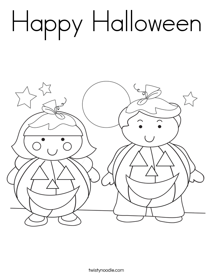 Happy Halloween Coloring Page - Twisty Noodle
