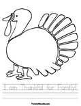 I am Thankful for Family! Worksheet
