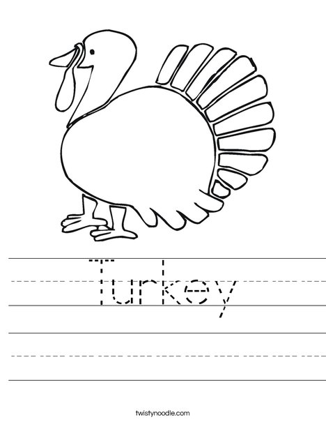 Turkey Worksheet - Twisty Noodle