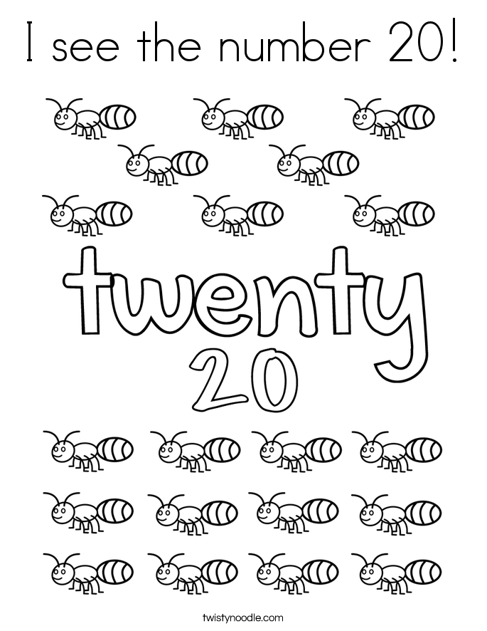 I see the number 20 Coloring Page - Twisty Noodle