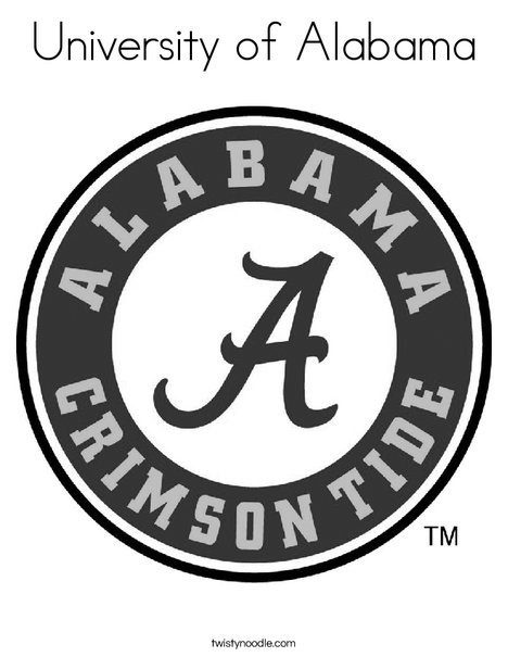 University of Alabama Coloring Page - Twisty Noodle