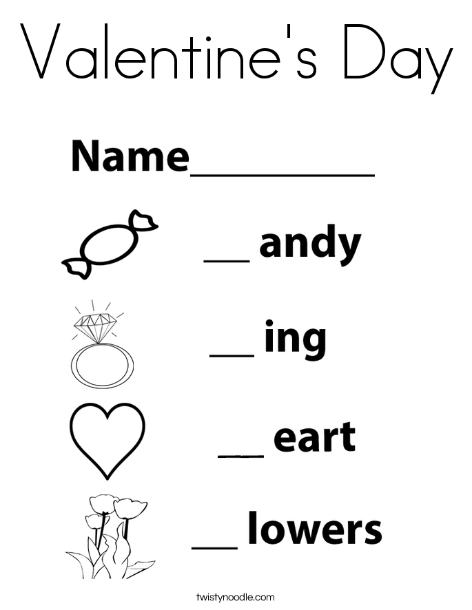 Valentine Day Coloring Page Twisty Noodle Easy Pages