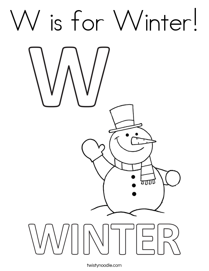 W is for Winter Coloring Page - Twisty Noodle