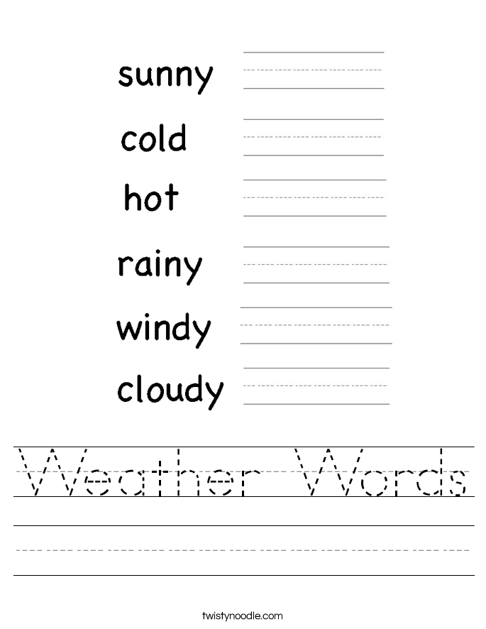 writing weather Noodle  Twisty worksheets Worksheet Words Weather