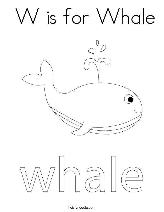 W is for Whale Coloring Page - Twisty Noodle