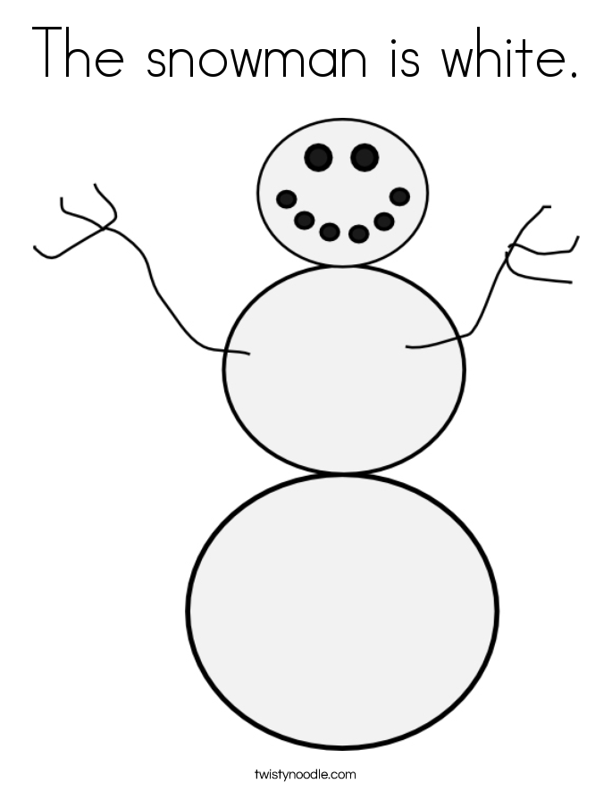 White Coloring Pages the snowman is white coloring page twisty noodle