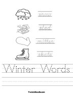 Winter Words Handwriting Sheet
