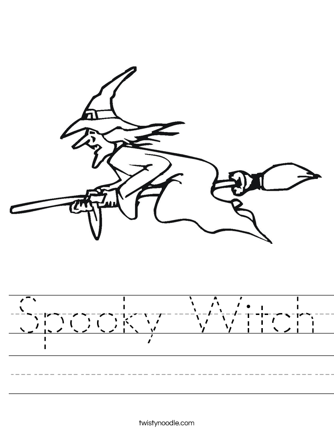 Spooky Witch Worksheet - Twisty Noodle