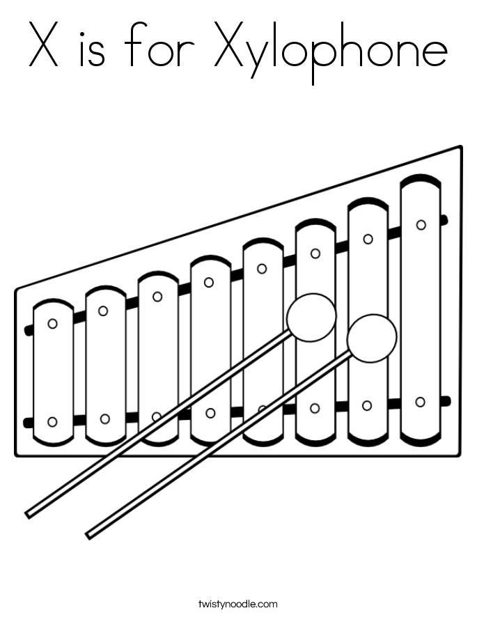 X is for Xylophone Coloring Page - Twisty Noodle