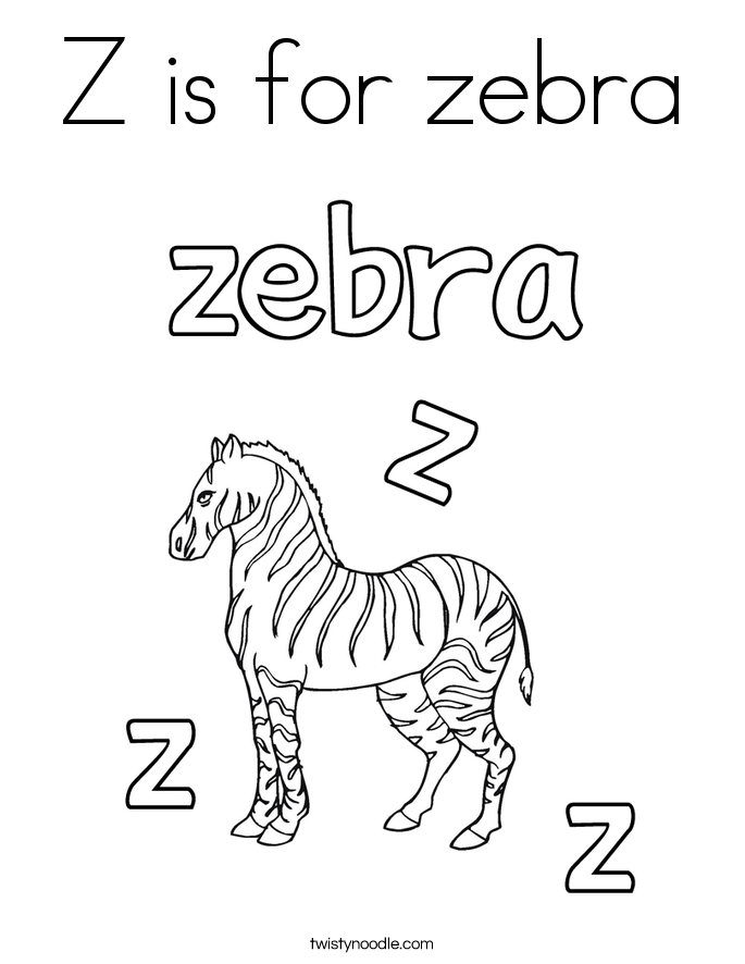 Z is for zebra Coloring Page - Twisty Noodle