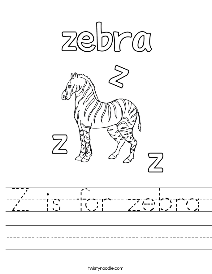 Z is for zebra Worksheet Twisty Noodle