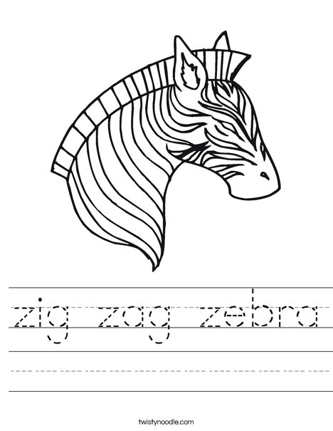 Coloring Pages For Zigzag : Zig zag zebra worksheet twisty noodle Coloring Pages For Zigzag : Zig zag zebra worksheet twisty noodle