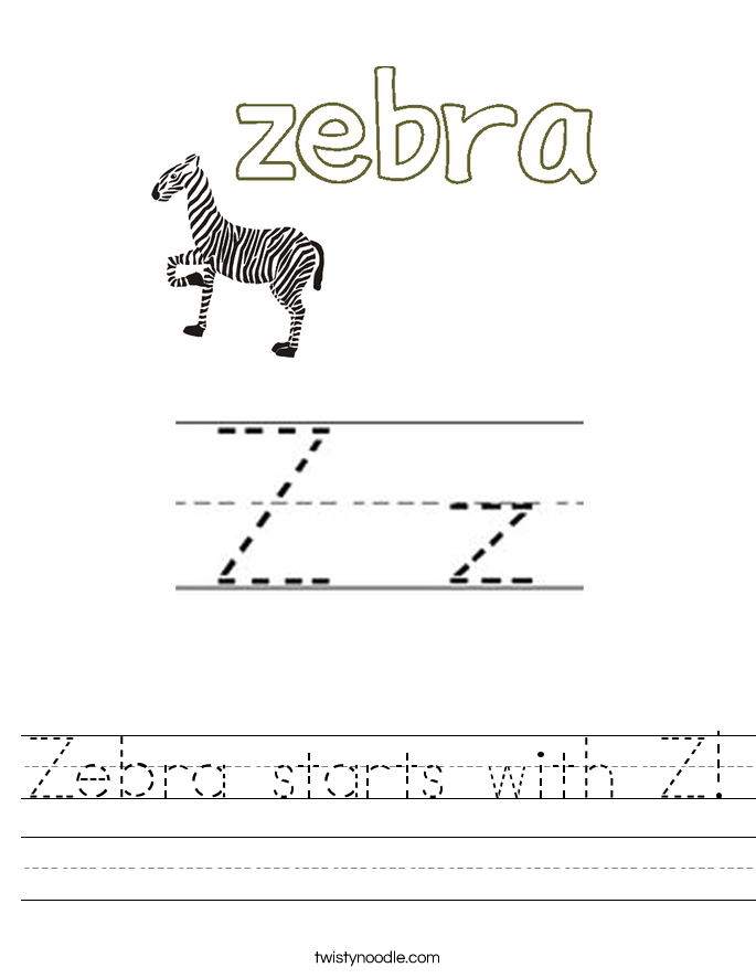 Zebra starts with Z Worksheet - Twisty Noodle