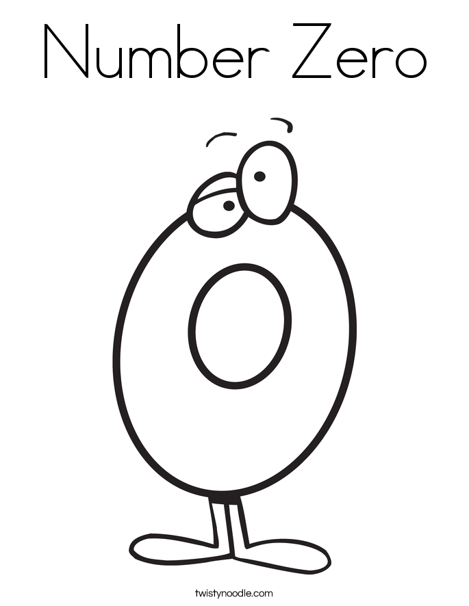 Number Zero Coloring Page - Twisty Noodle