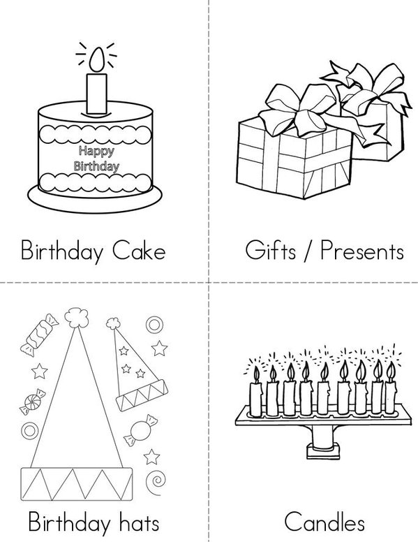 Birthday Party Mini Book - Sheet 1