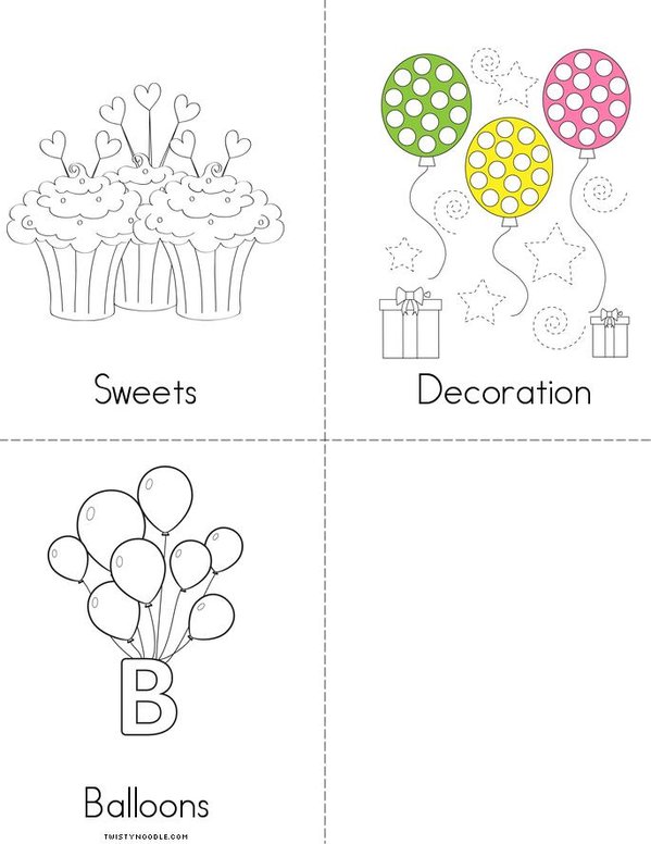 Birthday Party Mini Book - Sheet 2