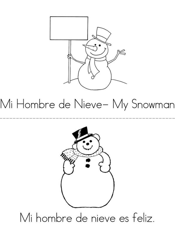 Mi Hombre de Nieve- My Snow Man Mini Book - Sheet 1