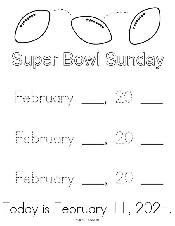 Super Bowl  Sunday Mini Book - Sheet 4