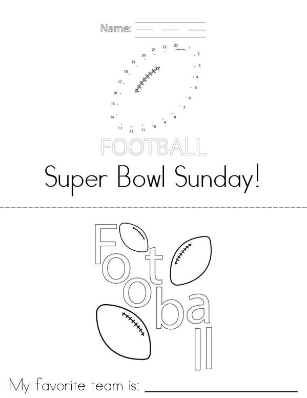 Super Bowl  Sunday Mini Book - Sheet 1