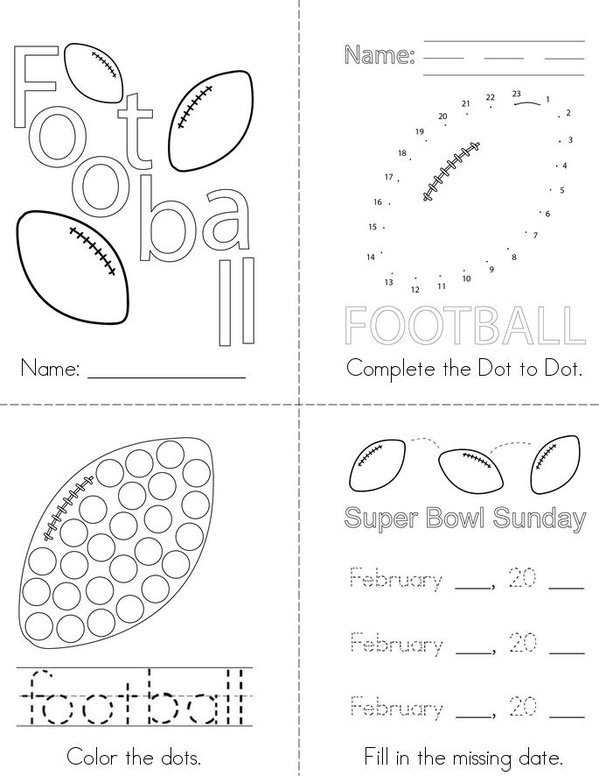 My Super Bowl Activity Book Mini Book - Sheet 1