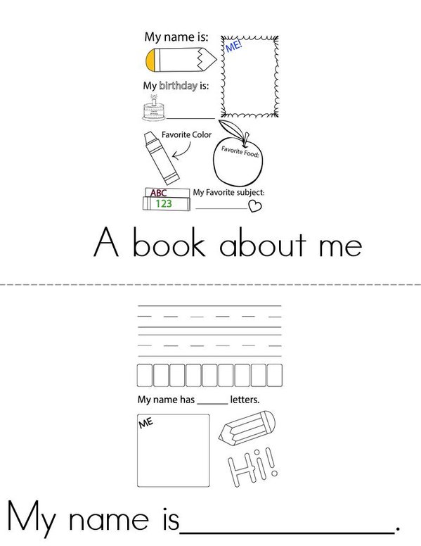 All About Me! Mini Book - Sheet 1