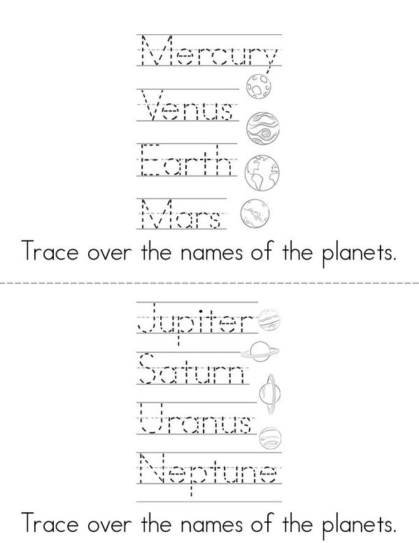 The Planets  Mini Book - Sheet 2