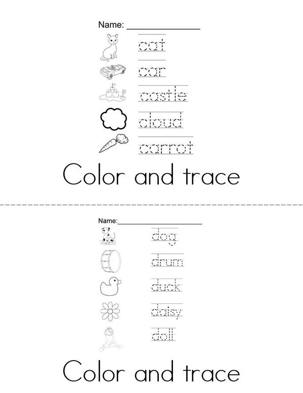 Alphabet Color and trace Mini Book - Sheet 2