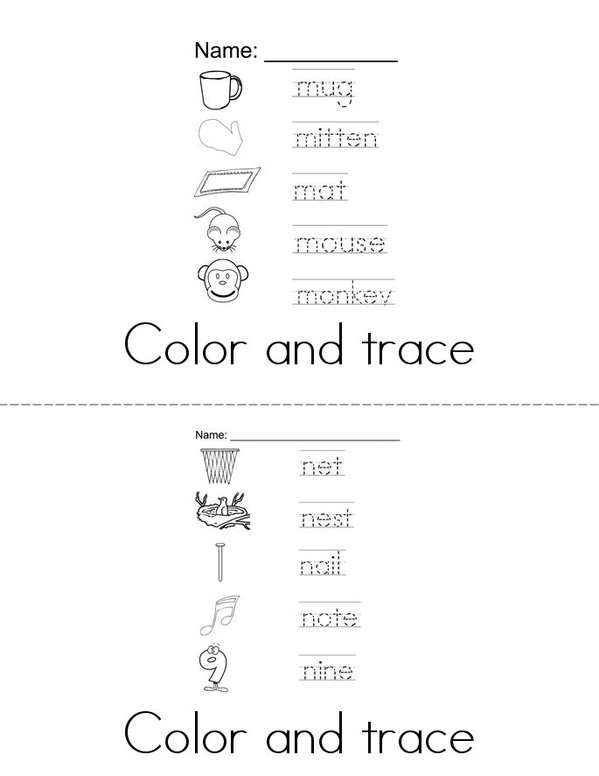 Alphabet Color and trace Mini Book - Sheet 7