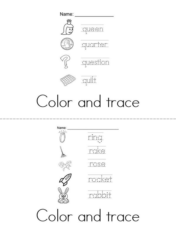 Alphabet Color and trace Mini Book - Sheet 9