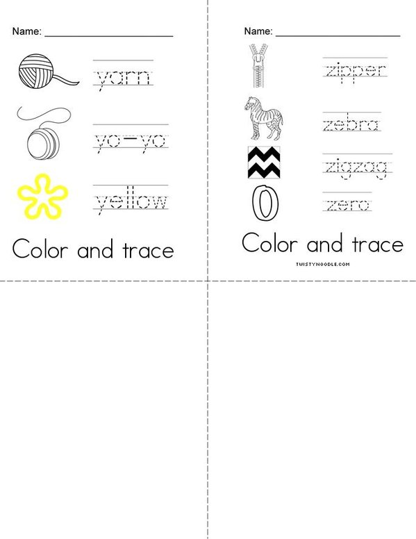 Alphabet Color and trace Mini Book - Sheet 7