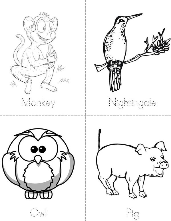 Animals Alphabet Mini Book - Sheet 4