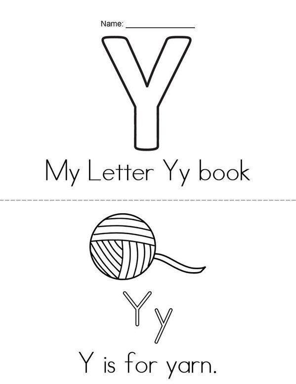 My Letter Y book Mini Book - Sheet 1