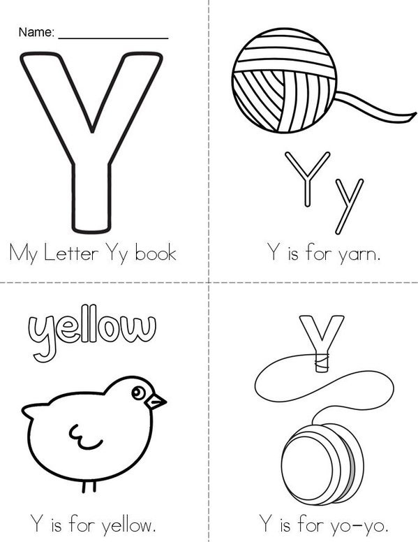 My Letter Y book Mini Book - Sheet 1