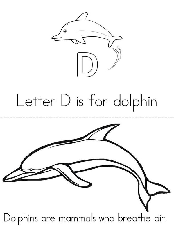 D is for Dolphins Mini Book - Sheet 1